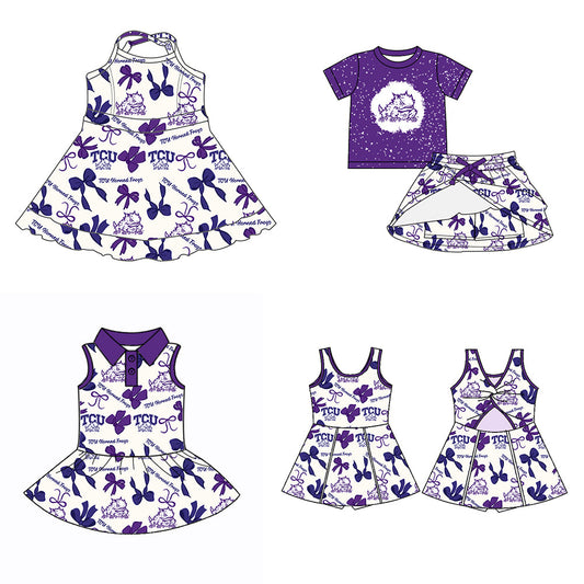 ( Moq 5 each style ) Baby Girl Team Frog Bows Sibling Dress Set 5.23