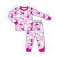 Baby Girl Long Sleeves Christmas Santa Pink Shirt Pants Pajamas Set