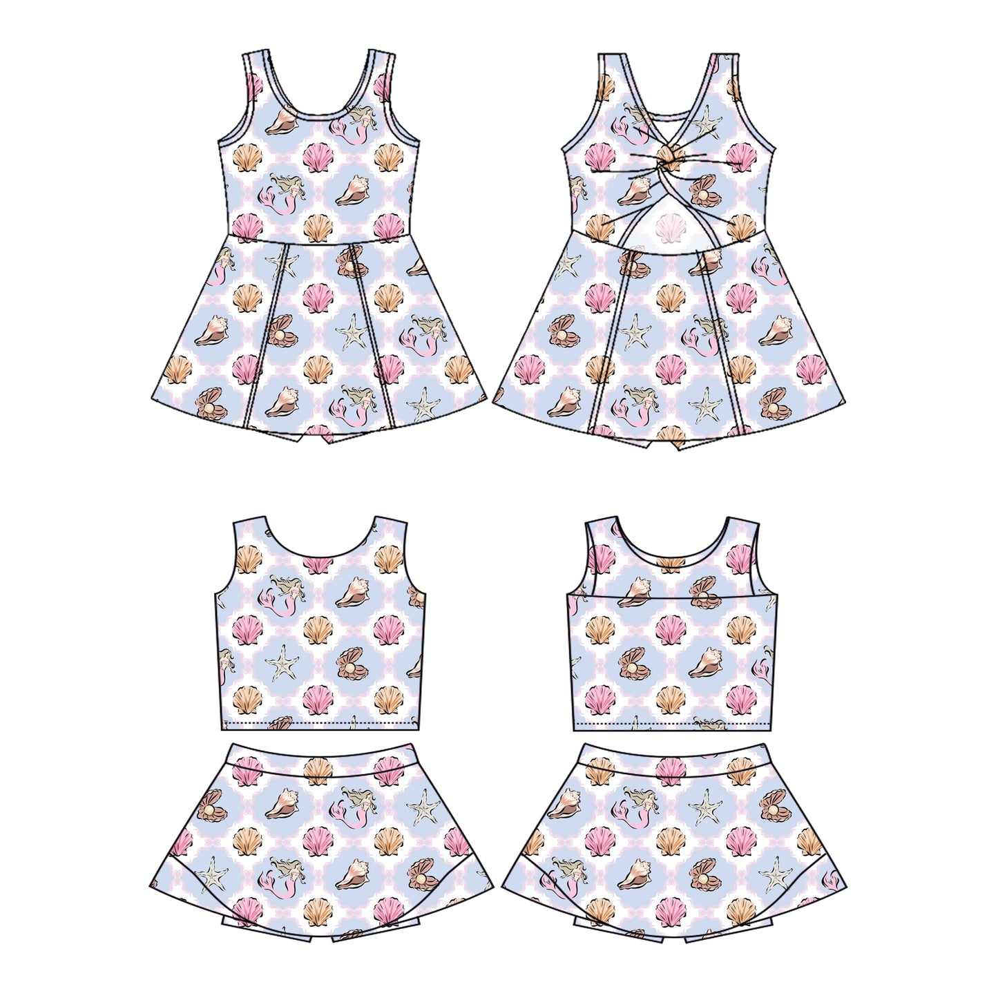 ( Moq 5 Each Style ) Baby Girls Kids Sleeveless Shell Sibling Summer Dress Set