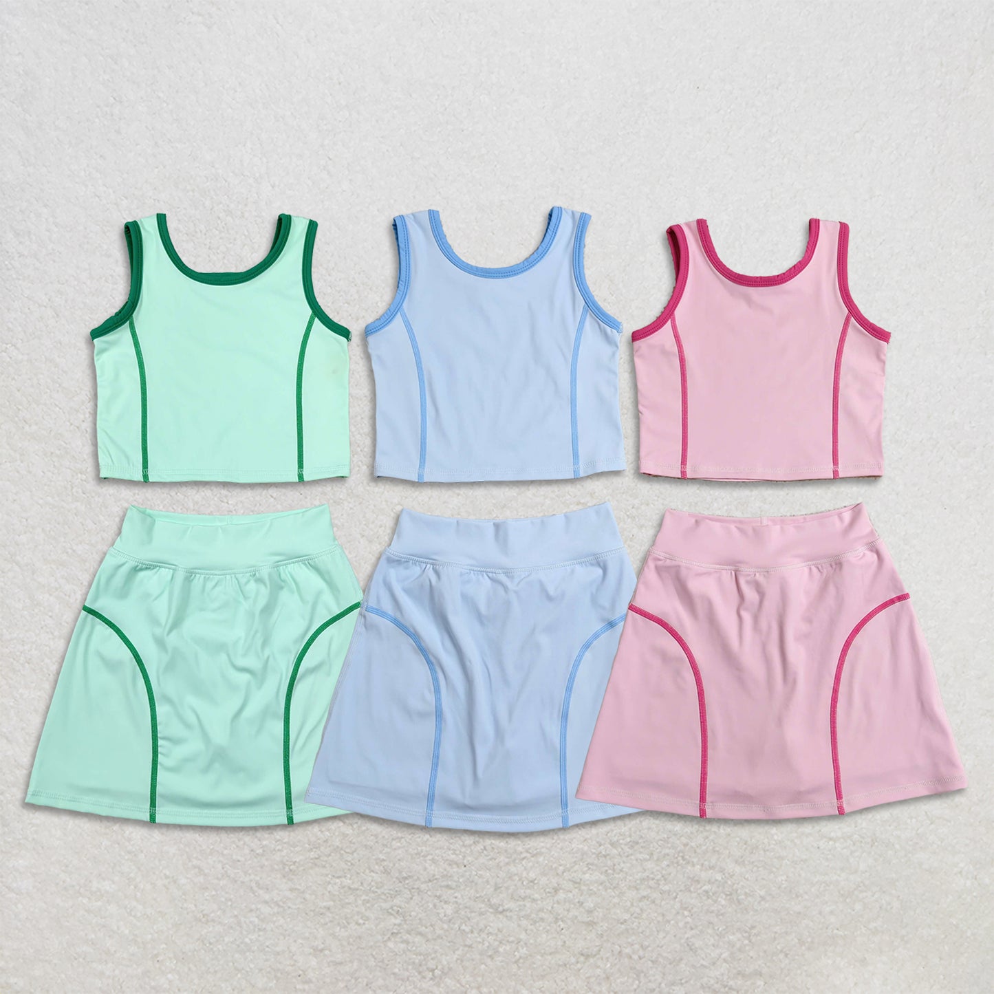 Sibling Baby Girls Kids Sleeveless Shirts Skirts Shorts Yoga Active Sets Summer Clothes RTS