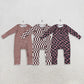 Sibling Baby Boys Long Sleeves Plaid Zipper Footie Sleeper Rompers RTS