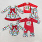 Sibling Kids Girls Long Sleeves Green Face Christmas Romper Dress Outfit Clothes RTS