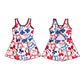 ( Moq 5 each style ) Baby Girl Team Red Blue Bows Sibling Dress Set 5.16