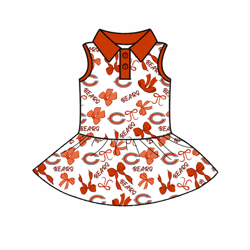 ( Moq 5 each style ) Baby Girl Toddler C Team Bows Sibling Skort Dress Set 6.5