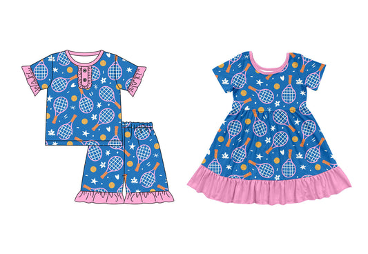 ( Moq 5 Each Style ) Baby Girl Short Sleeves Softball Sibling Dress Set 3.31