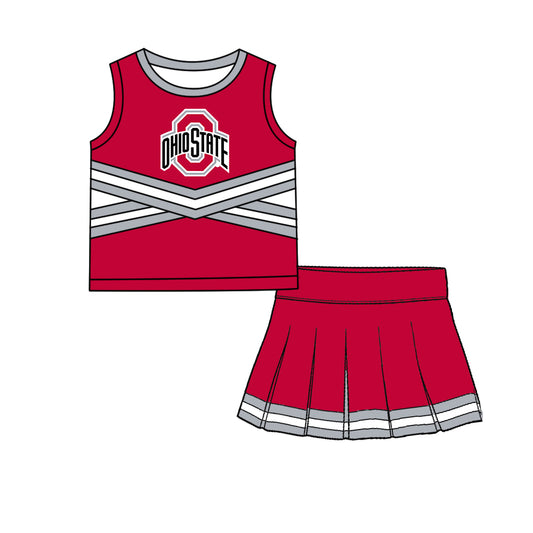 ( Moq 5 ) Baby Girls Kids Sleeveless Vest Skirt Shots Team Set Clothes