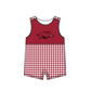 ( Moq 5 ) Baby Boys Kids Sleeveless Pig Plaid Team Summer Romper