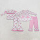 Sibling Baby Girl Kids Christmas Santa Bows Stripes Pockets Tops Pants Pink Sets Clothes RTS