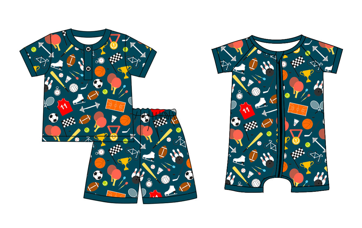 Baby Boy Short Sleeves Ball Game Sibling Romper Set ( Moq 5 Each Style ) 1.10