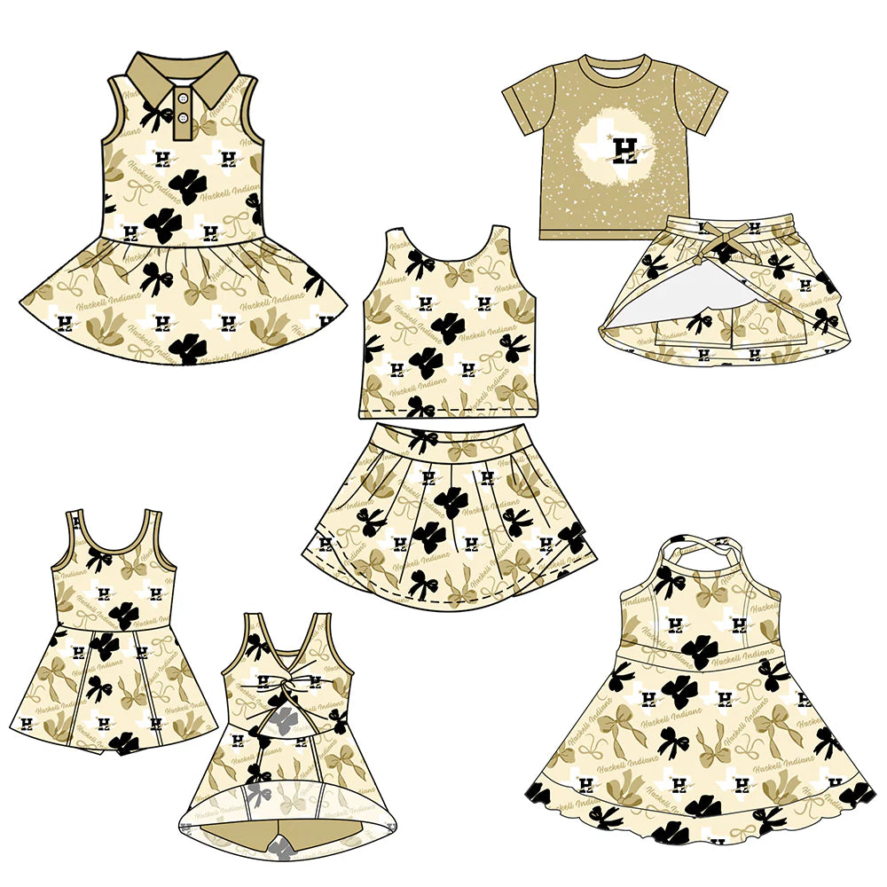 ( Moq 5 each style ) Baby Girl Toddler H Team Bows Sibling Skort Dress Set 6.11
