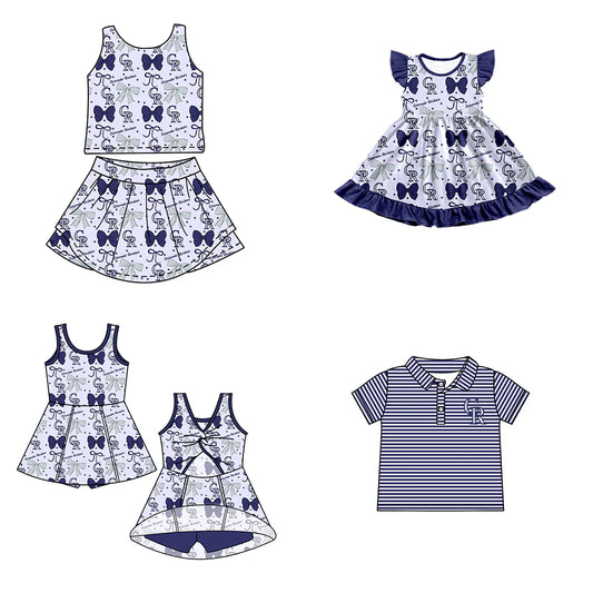 ( Moq 5 each style ) Baby Boy Girl Toddler CR Team Bows Sibling Shirt Dress Set 6.20