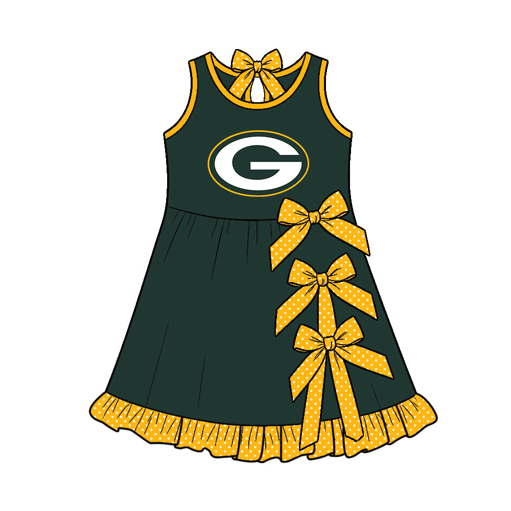 ( Moq 5 ) Custom Baby Girls Kids Sleeveless Bows Shorts Knee Length Team Dress Cheer Clothes