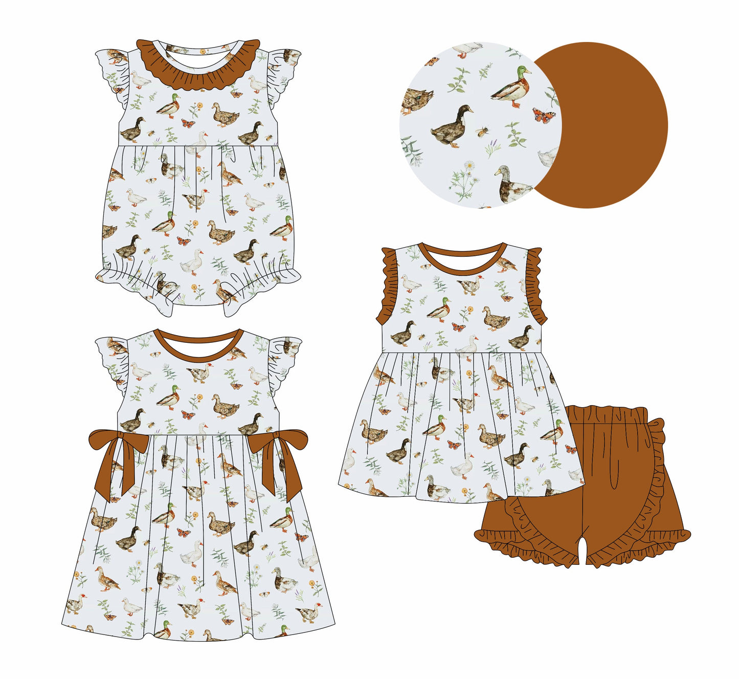 Baby Girl Ducks Sibling Romper Dress Set ( Moq 5 Each Style ) 1.18