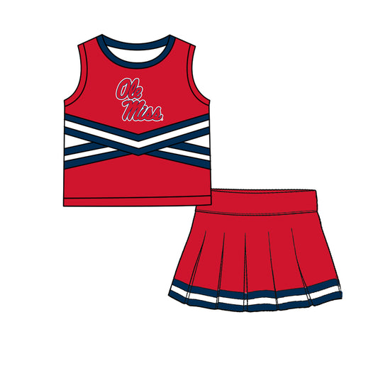 ( Moq 5 ) Baby Girls Kids Sleeveless Vest Skirt Shots Team Set Clothes