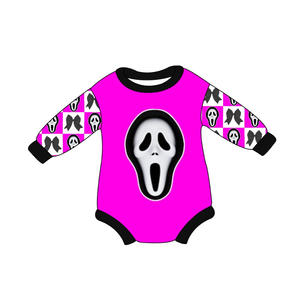 Baby Girl Long Sleeves Hot Pink Halloween Romper