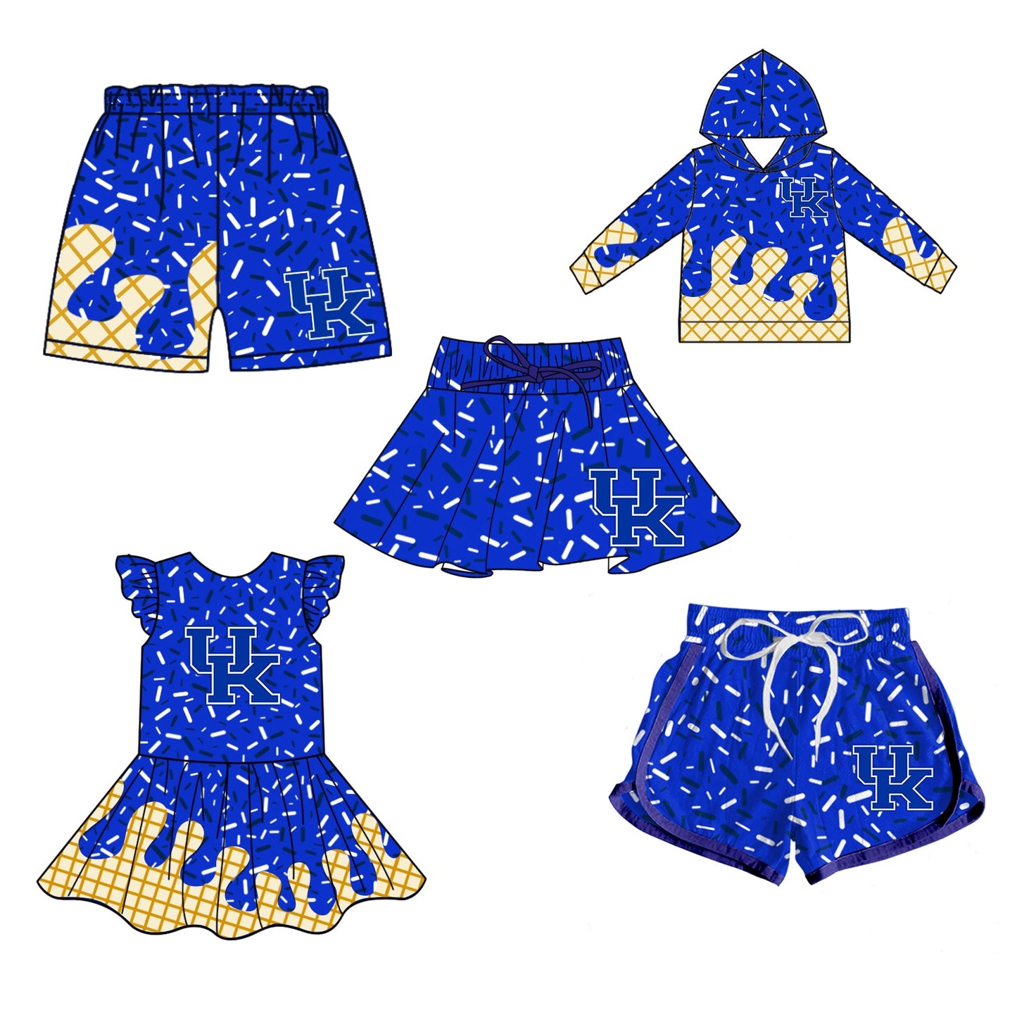 ( Moq 5 each style ) Baby Boy Girl Team UK Blue Sibling Dress Shorts Skirt 5.8