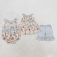 Sibling Baby Girls Kids Farm Animals Ruffle Tops Shorts Set Romper Summer Clothes RTS