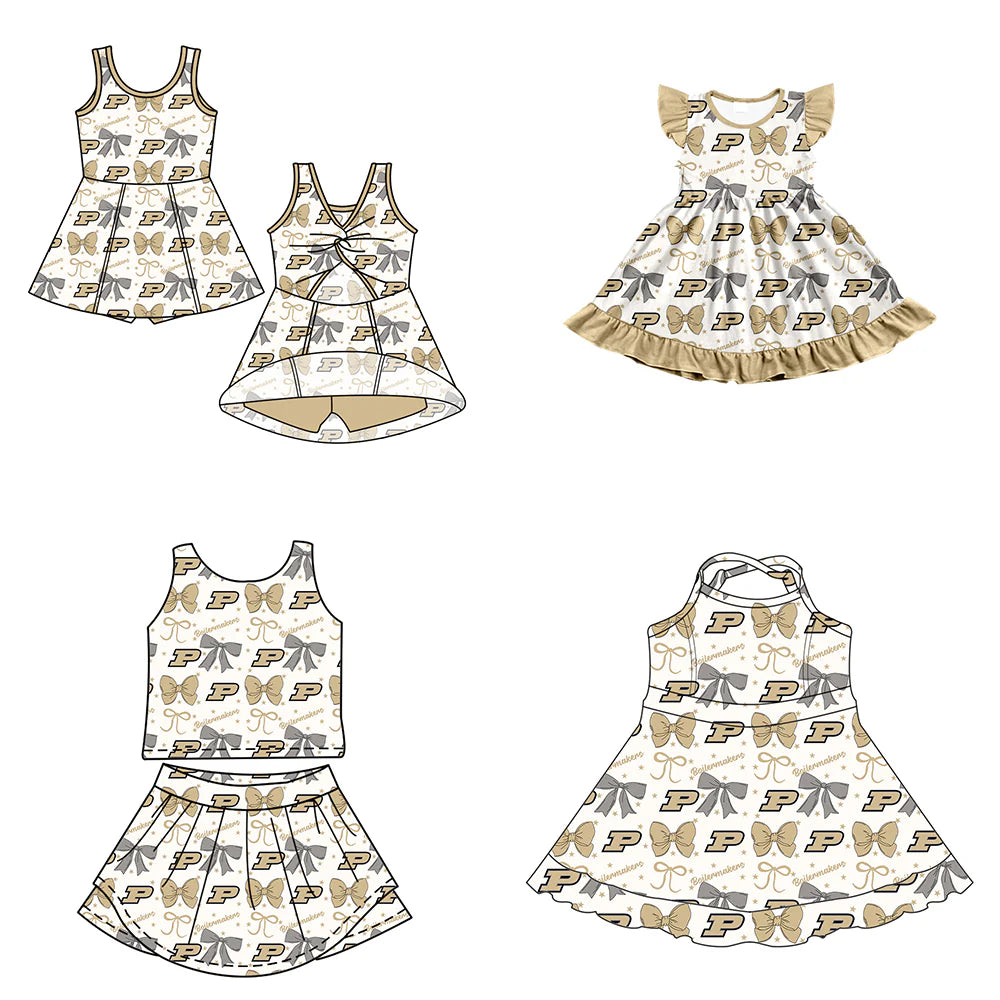 ( Moq 5 each style ) Baby Girl Toddler P Team Bows Sibling Dress Set 6.27