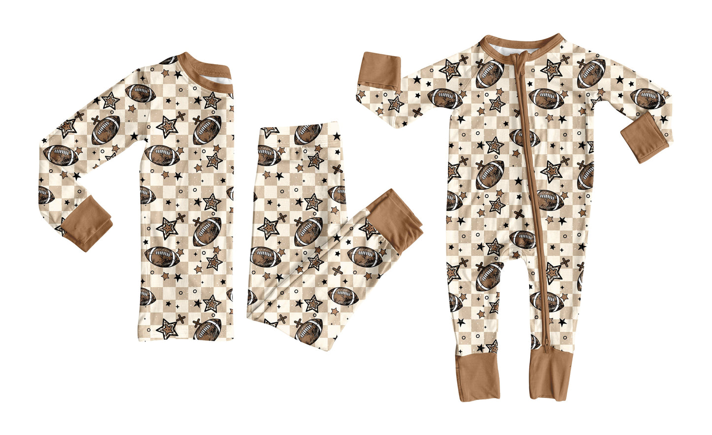 ( Moq 5 Each Style ) Baby Girl Toddler Football Stars Plaid Sibling Zipper Romper Set