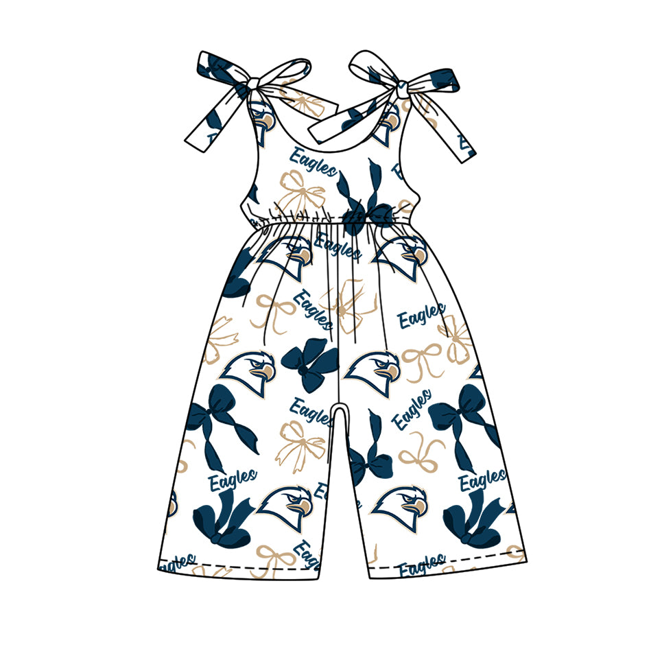 ( Moq 5 each style ) Baby Boy Girl  Team Cheer Sibling Shirt Eagles Bows Jumpsuit Dress Set 7.31