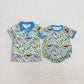 Sibling Baby Boys Kids Short Sleeves Fishing Shirt Romper Summer Clothes RTS