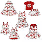 ( Moq 5 each style ) Baby Girl Toddler SF Team Bows Sibling Skort Dress Set 6.5