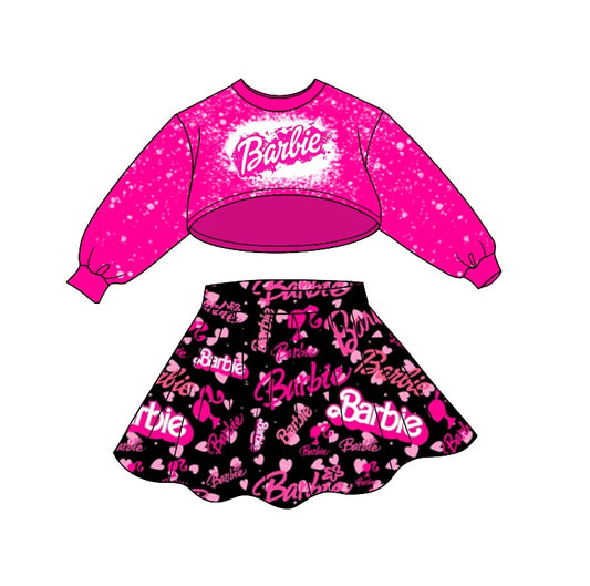 Baby Girl Pink Long Sleeves Tops Doll Skirt Outfit Moq 5