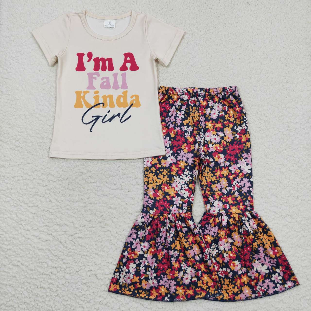 GSPO0862 Baby Girl Short Sleeves Floral Bell Pants Fall Outfit