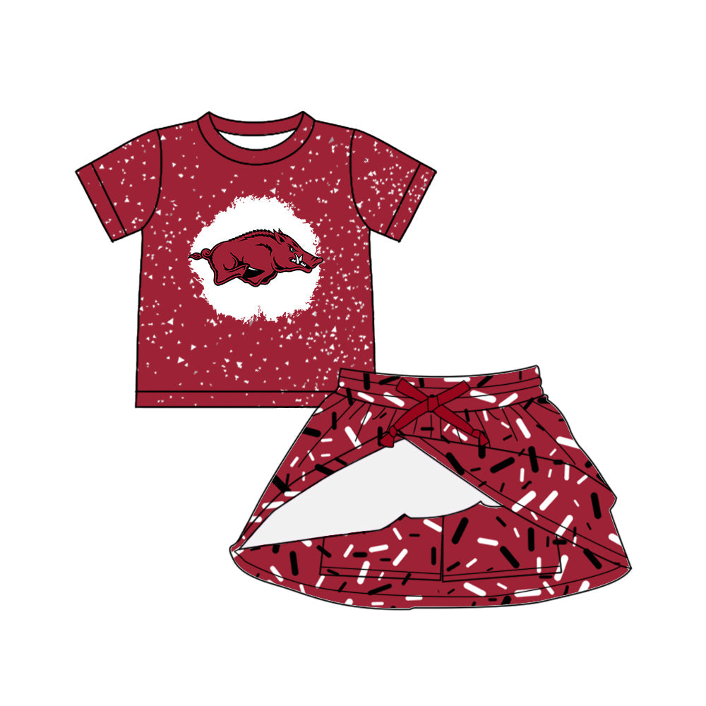 ( Moq 5 each style ) Baby Boy Girl Team Pig Red Sibling Dress Shirt Set 5.9