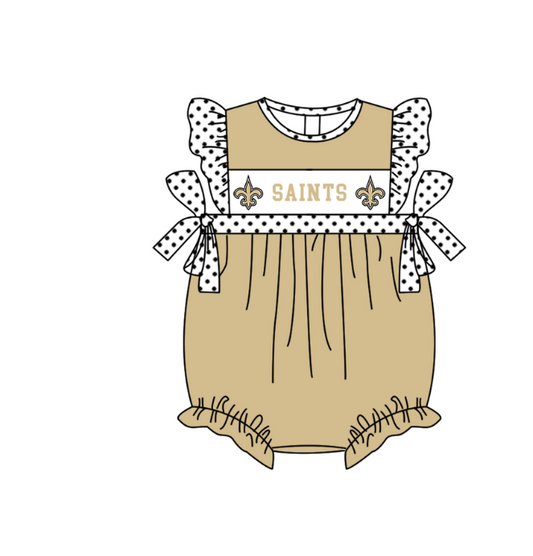 ( Moq 5 ) Baby Girls Kids Short Sleeves Bows Team Khaki Bubble Romper