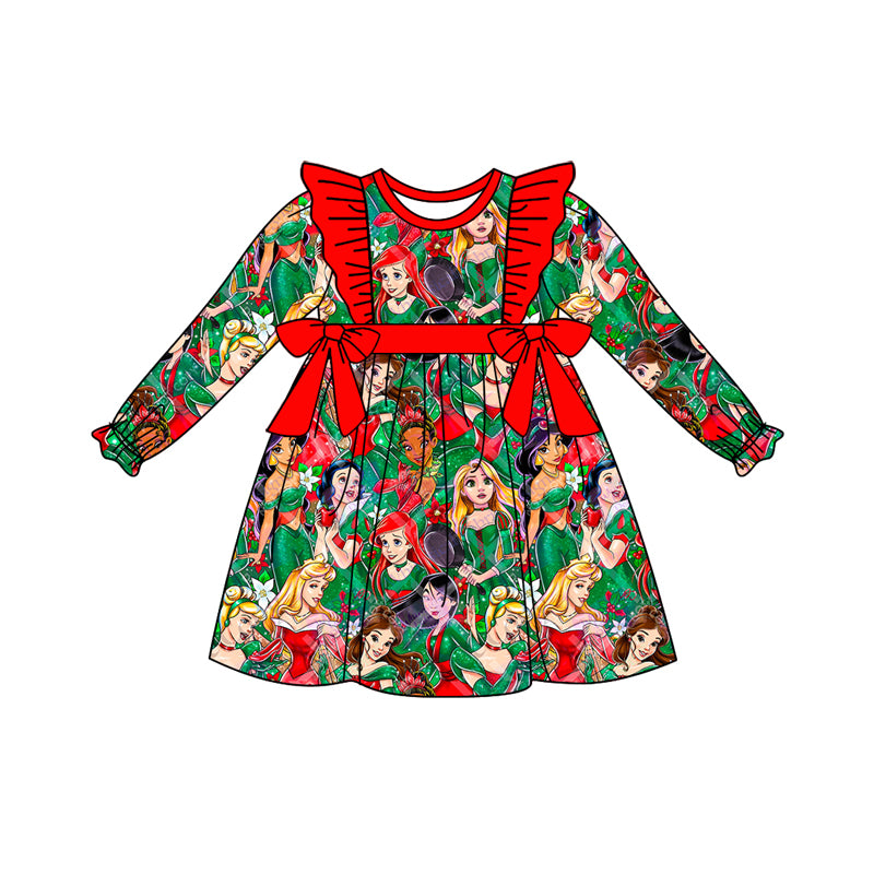 Baby Girl Long Sleeves Christmas Princess Bows Dress