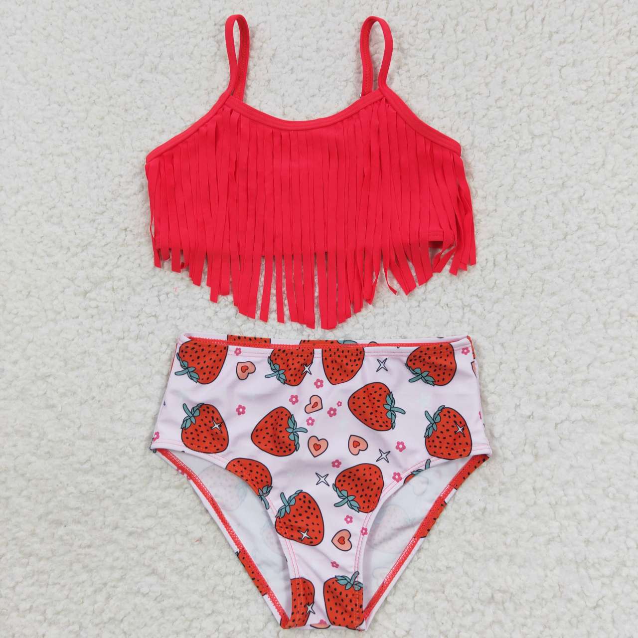 S0142 Baby Girl Strawberry Tassel Swimsuit Summer Bathing Suit Outfit