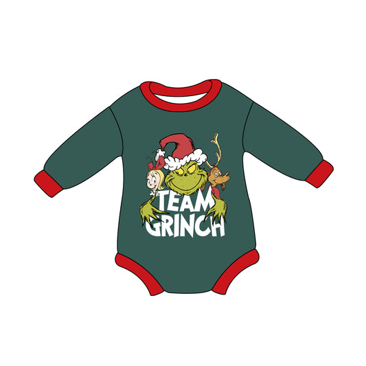 Baby Boy Infant Long Sleeves Green Face Christmas Bubble Romper