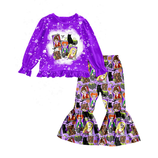 Baby Girl Long Sleeves Purple Shirt Bell Pants Halloween Set