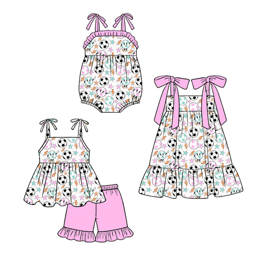 ( Moq 5 Each Style ) Sibling Baby Girls Kids Ball Stars Romper Dress Set Clothes