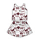 ( Moq 5 Each Style ) Baby Girls Kids Dark Red Bows Sibling Team Shorts Dresses Set
