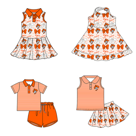 ( Moq 5 each style ) Baby Boy Girl Toddler Team Bows Sibling Shirt Dress Set