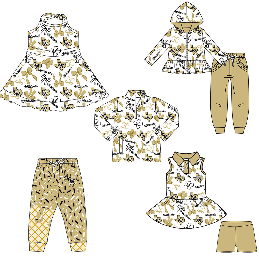 ( Moq 5 each style ) Baby Boy Girl Team Cheer Sibling Shirt Bows Dress Set 8.11