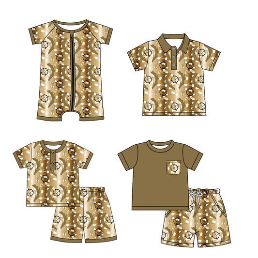 Baby Boy Short Sleeves Deer Hunting Sibling Romper Set ( Moq 5 Each Style ) 12.28
