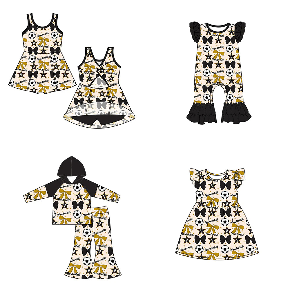 ( Moq 5 each style ) Baby Girl Toddler V Team Bows ‌Soccer‌ Sibling Romper Dress Set 6.14