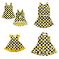 ( Moq 5 each style ) Baby Girl Toddler  Team Yellow Bows Cheer Sibling Checked Dress Set 6.30
