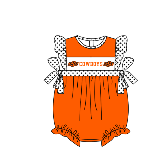 ( Moq 5 Each Style ) Baby Boys Girls Short Sleeves Team Sibling Orange Romper Dress Set
