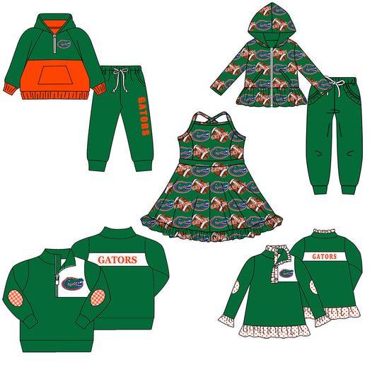 ( Moq 5 each style ) Baby Boy Girl  Team Football Sibling Green Shirt Dress Set 8.19