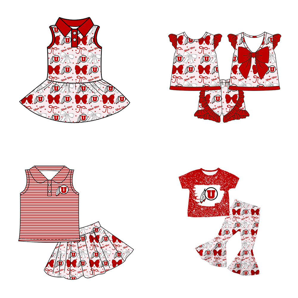 ( Moq 5 each style ) Baby Girl Toddler U Team Bows ‌Sibling Dress Set