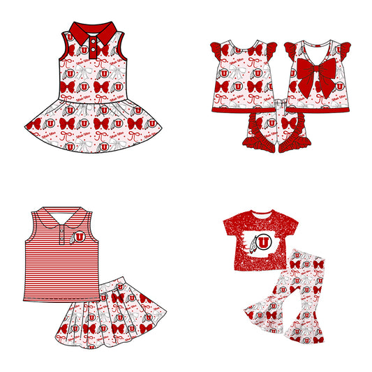 ( Moq 5 each style ) Baby Girl Toddler U Team Bows ‌Sibling Dress Set