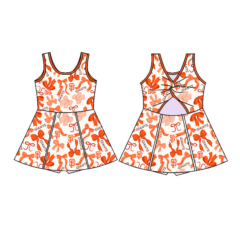 ( Moq 5 each style ) Baby Girl Team SF Bows Sibling Dress Set 5.17