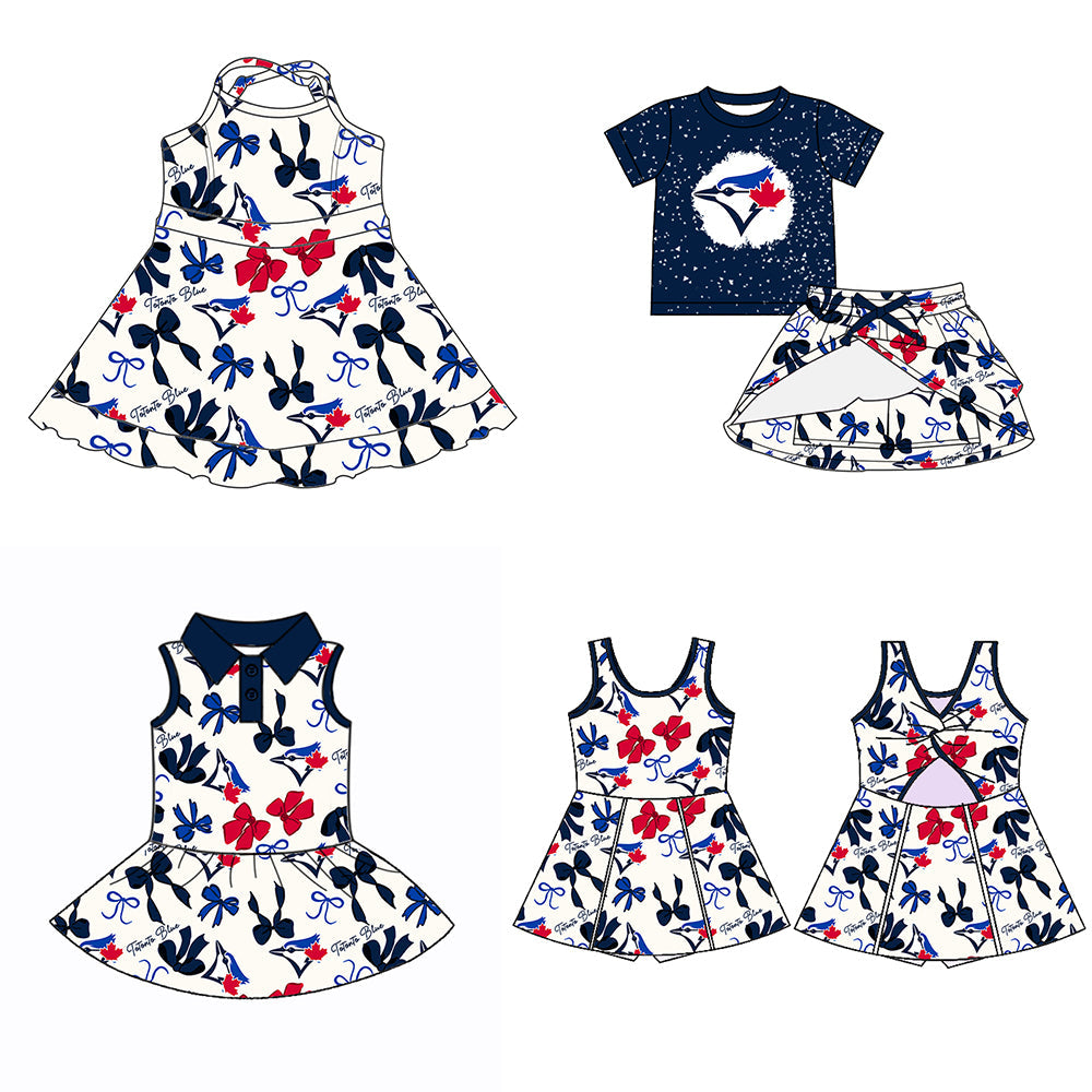 ( Moq 5 each style ) Baby Girl Team Bird Bows Sibling Dress Set 5.19