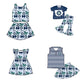 ( Moq 5 each style ) Baby Boy Girl Toddler Team Green Blue Bows ‌Sibling Dress Set 6.17