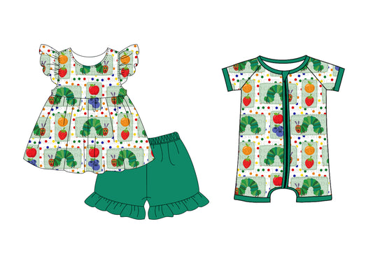( Moq 5 Each Style ) Sibling Baby Boys Girls Kids Short Sleeves Tunic Shorts Summer Set Romper