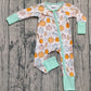 Baby Boy Long Sleeves Pumpkins Fall Zipper Pajamas Footie Romper RTS
